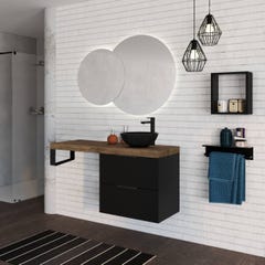 Meuble de salle de bain à suspendre Noir 60 cm avec rangement + plan vasque à poser PLAY 1