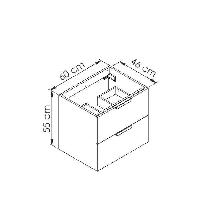 Meuble de salle de bain à suspendre Noir 60 cm avec rangement + plan vasque à poser PLAY 3