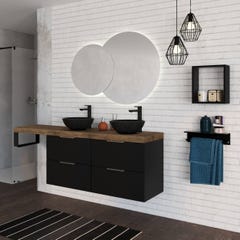 Meuble de salle de bain à suspendre Noir 120 cm avec rangement + plan vasque à poser PLAY 1