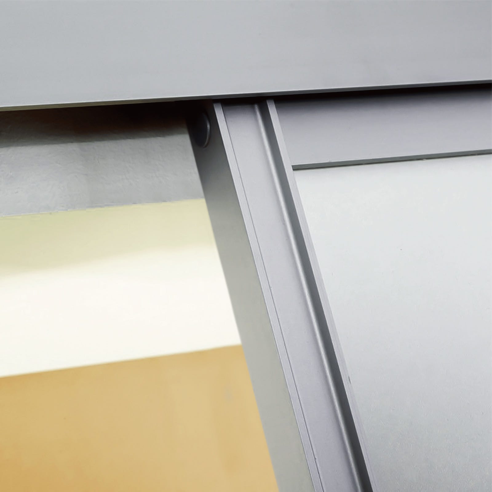 Schulte Porte coulissante intérieure en verre, 74 x 203 cm, verre de sécurité, porte vitrée, décor blanc mat, cadre alu - Double amortisseur Softclose 3