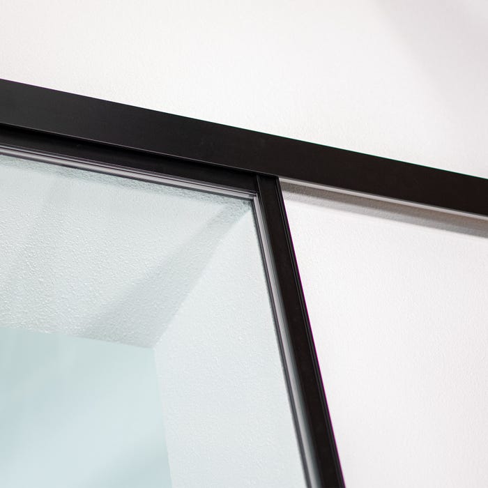 Schulte Porte coulissante intérieure en verre, 102 x 220 cm, verre de sécurité, porte vitrée, décor industriel noir - Double amortisseur Softclose 2