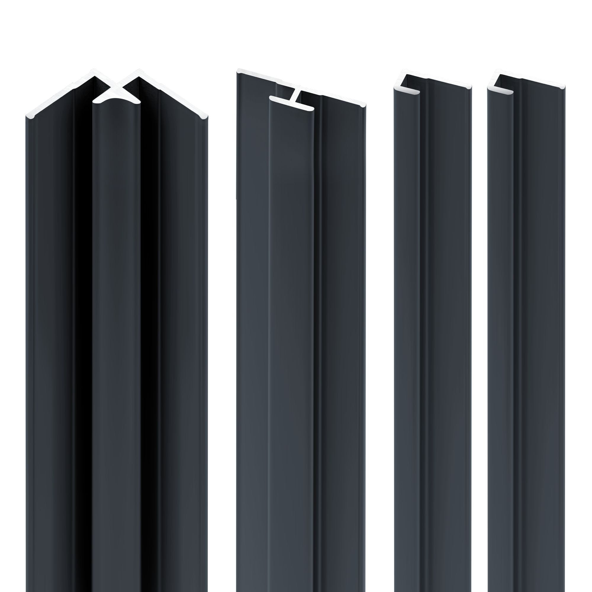 Schulte Pack de 2 profilés de finition + 1 profilé d’angle + 1 profilé d'extension pour panneaux muraux DécoDesign, 210 cm, anthracite 0