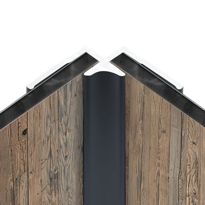 Schulte Pack de 2 profilés de finition + 1 profilé d’angle + 1 profilé d'extension pour panneaux muraux DécoDesign, 210 cm, anthracite 3