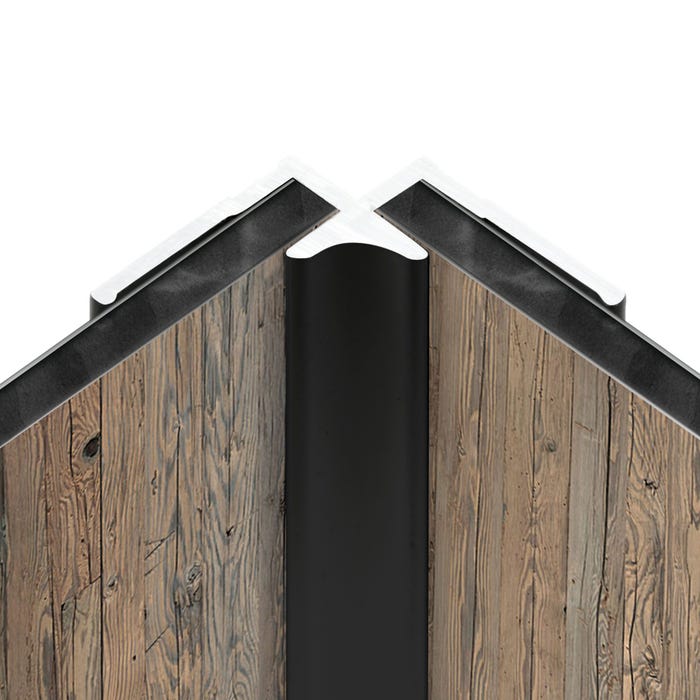 Schulte Pack de 2 profilés de finition + 1 Schulte Profilé d'angle pour Panneau mural de douche, 255 cm, DécoDesign, Noir 3
