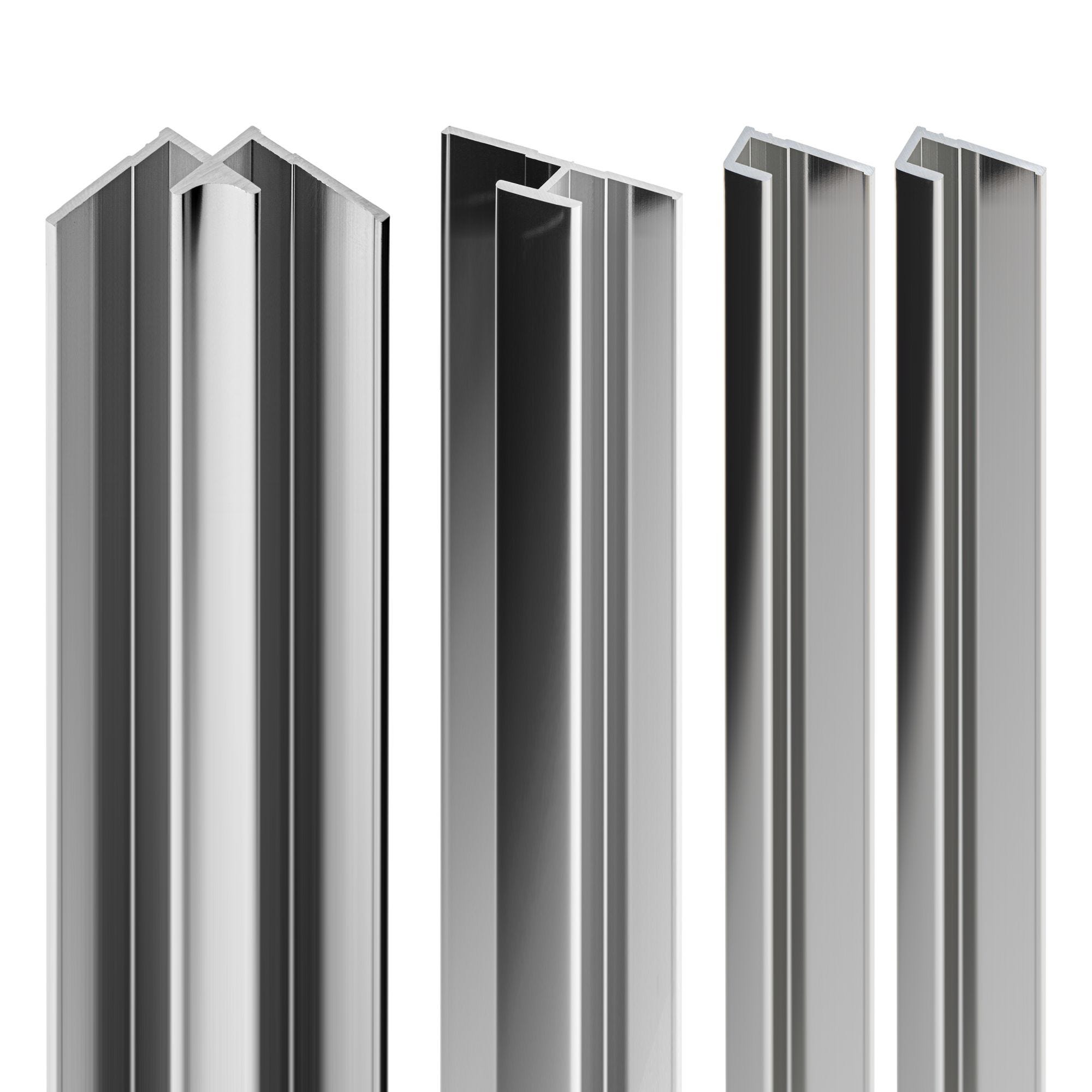 Schulte Pack de 2 profilés de finition + 1 profilé d’angle + 1 profilé d'extension pour panneaux muraux DécoDesign, 210 cm, aspect chromé 0