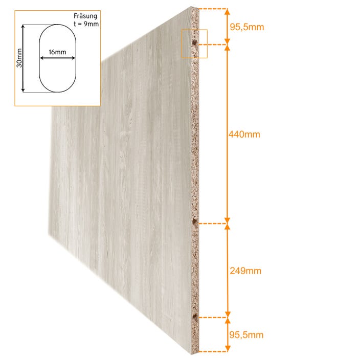Schulte Porte pleine coulissante intérieure en bois, 88 x 203 cm, décor pin cascina - Poignée ronde - poignée cuvette 3