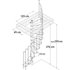 HandyStairs escalier en colimaçon gain de place "Sampax" - 120x60 cm - hauteur 299 cm - 12 marches en hêtre - Gris 1