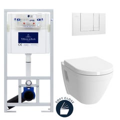 Villeroy & Boch Pack WC bâti-support + Cuvette Vitra S50 + Abattant softclose + Plaque blanche (ViConnectS50-2) 0