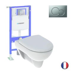 Pack WC suspendu GEBERIT Renova + Bati support + Plaque Sigma01 chromé brillant
