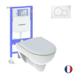 Pack WC suspendu GEBERIT Renova + Bati support + Plaque Sigma01 blanc alpin
