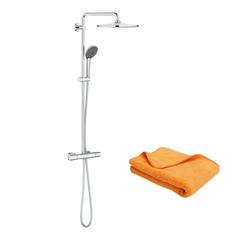 Colonne de douche Grohe Vitalio Joy Shower System avec mitigeur thermostatique 310 chrome + microfibre Batinea 40x40 orange 0