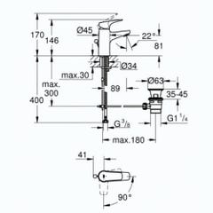 Mitigeur lavabo GROHE Quickfix Start Flow taille S + microfibre 1