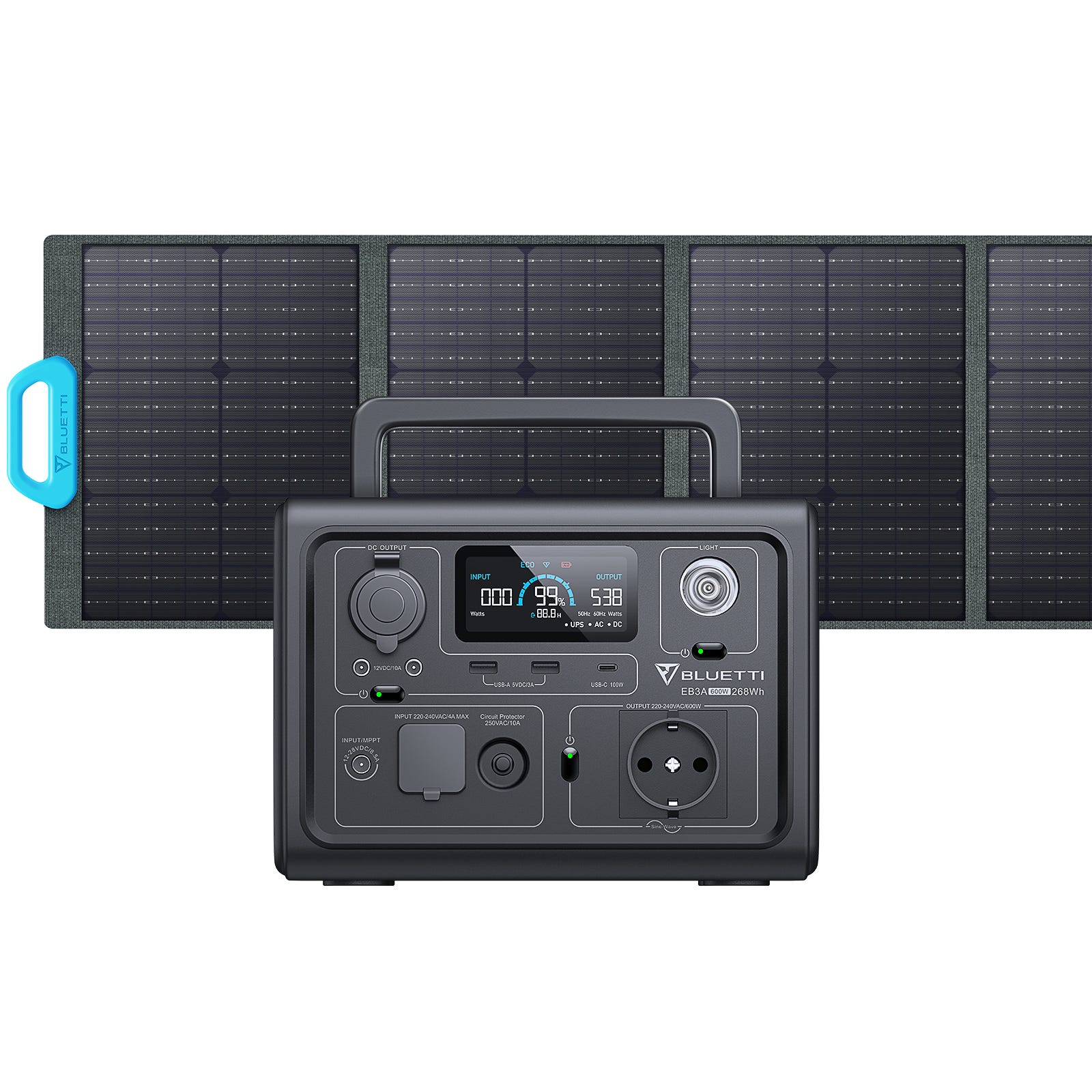 Générateur Électrique BLUETTI EB3A avec Panneau Solaire PV120,268Wh Station d'Énergie Portable, LiFePO4 Batterie de Secours pour camping,domestique 0