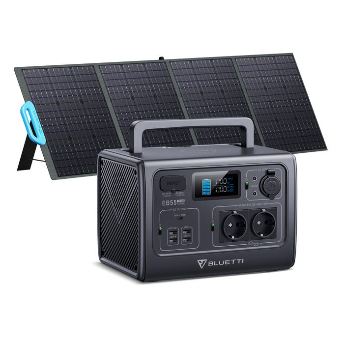 BLUETTI Générateur Solaire EB55 avec Panneau Solaire PV200,Batterie LiFePO4 537Wh,Station d’énergie pour extérieur,camping-cars,domestique,balcon 0
