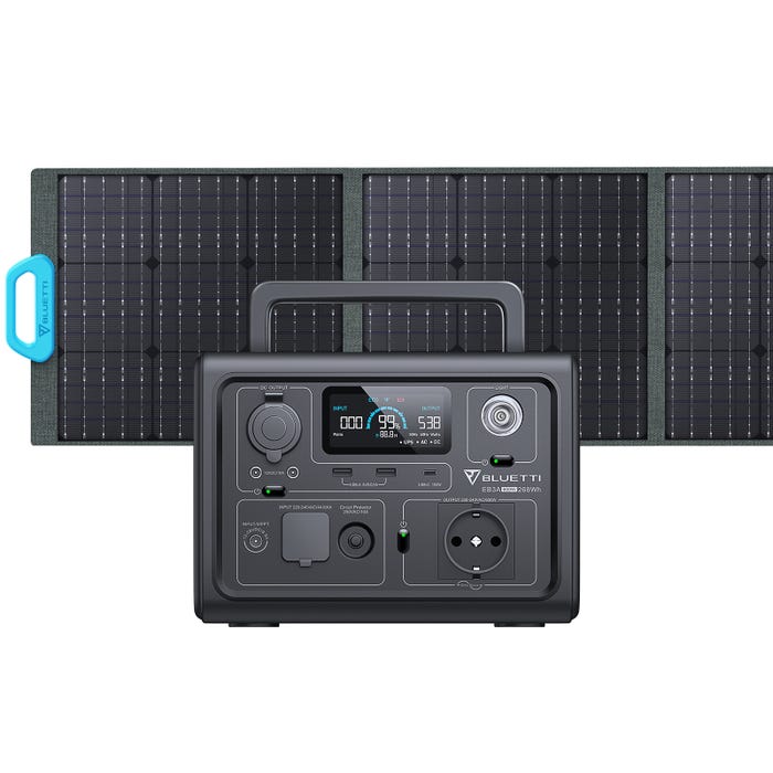 Station électrique portable BLUETTI EB3A avec Panneau Solaire PV200,268Wh Station d'Énergie Portable 600W,LiFePO4 Batterie de Secours pour Camping 0