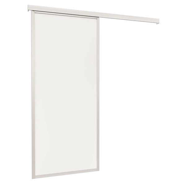 Schulte Porte coulissante intérieure en bois, 74 x 203 cm, décor bois blanc mat, cadre alu - Double amortisseur Softclose 1