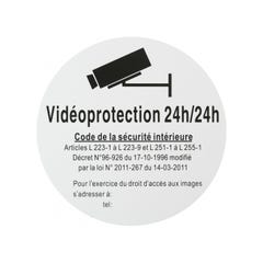 THIRARD - Plaque signalétique Ø 180mm vidéoprotection 24/24" avec adhésif"