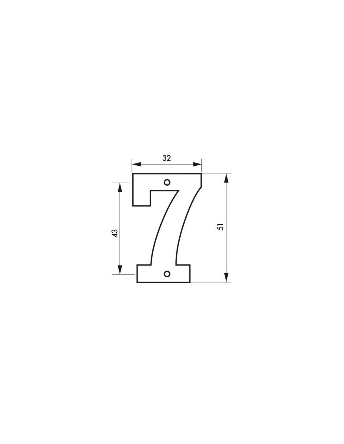 THIRARD - Plaque signalétique Chiffre 7 hauteur 51mm à visser