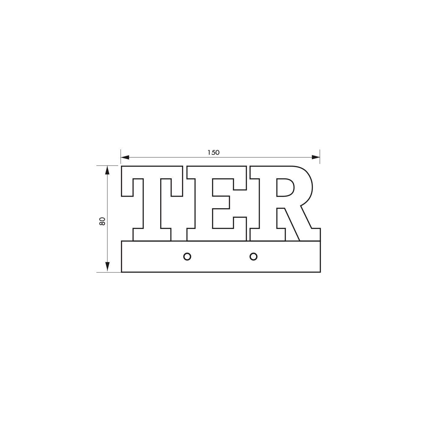 THIRARD - Plaque signalétique "TER" 80mm noir à visser - THIRARD 1