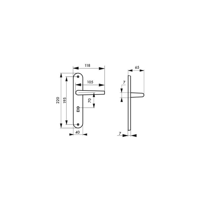 THIRARD - Ensemble de poignées pour porte intérieure Maia trou de clé, carré 7mm, entr'axes 195mm, argent 1