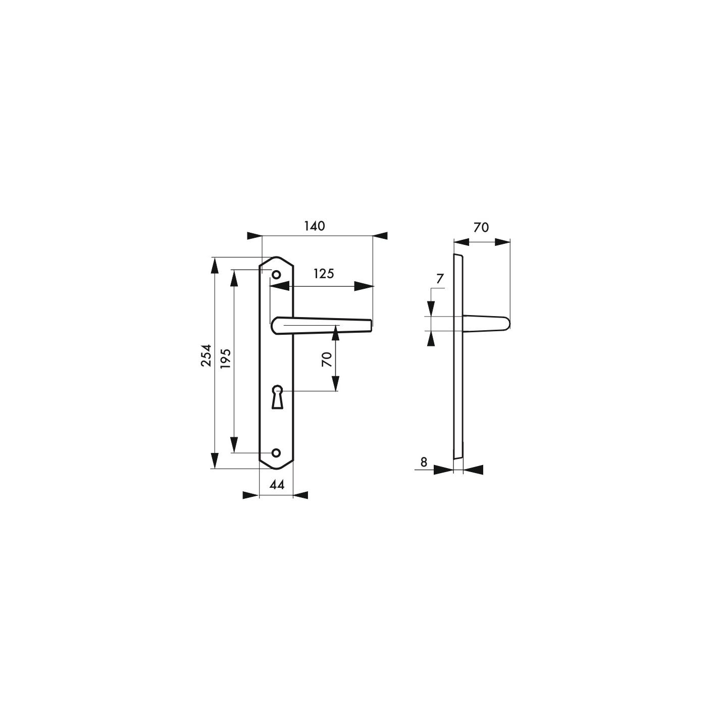 THIRARD - Ensemble de poignées pour porte de chambre Themis trou de clé, carré 7mm, entr'axes 195mm, bois brut 2