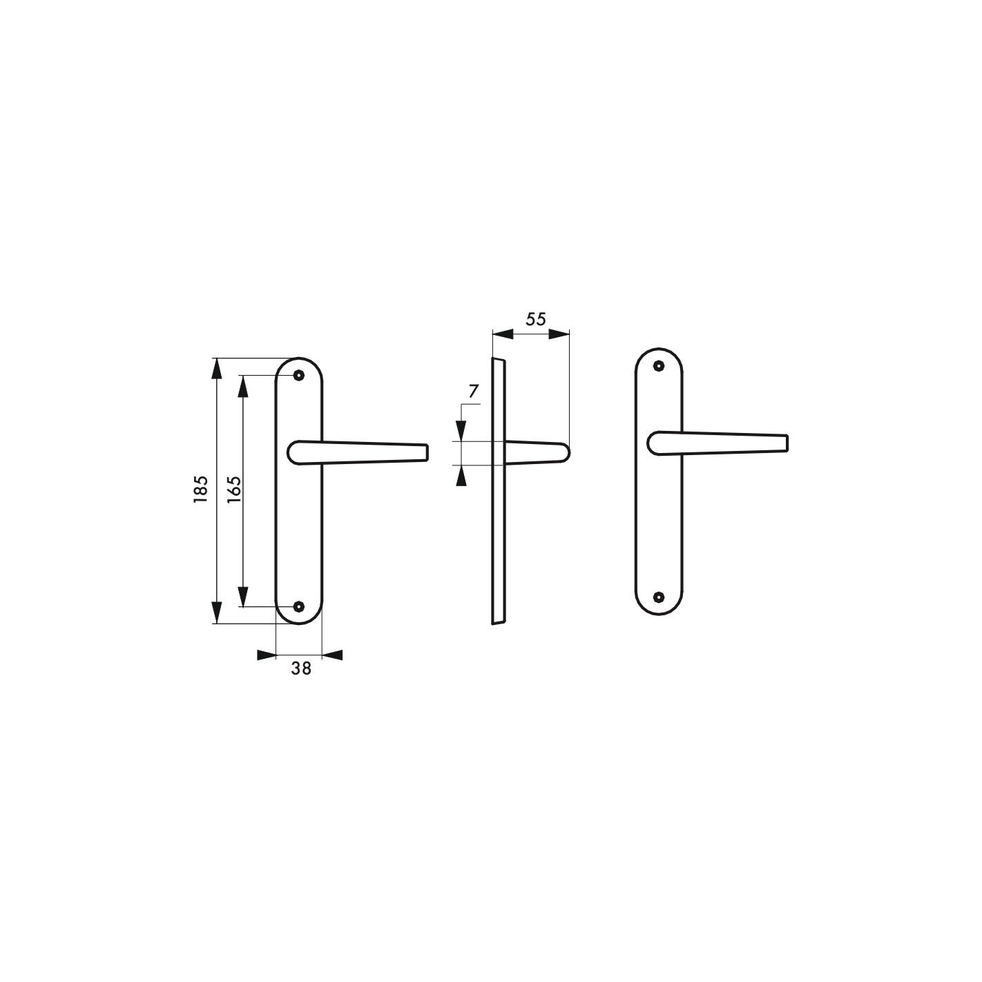 THIRARD - Ensemble de poignées pour porte intérieure Leto sans trou, carré 7mm, entr'axes 165mm, couleur F2 3