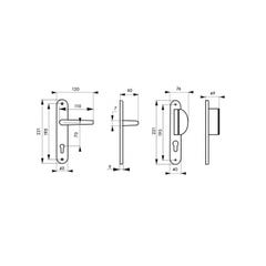 THIRARD - Ensemble de poignées pour porte d'entrée palière Chantilly trou de cylindre, carré 7mm, entr'axes 195mm, anodisé inox 2