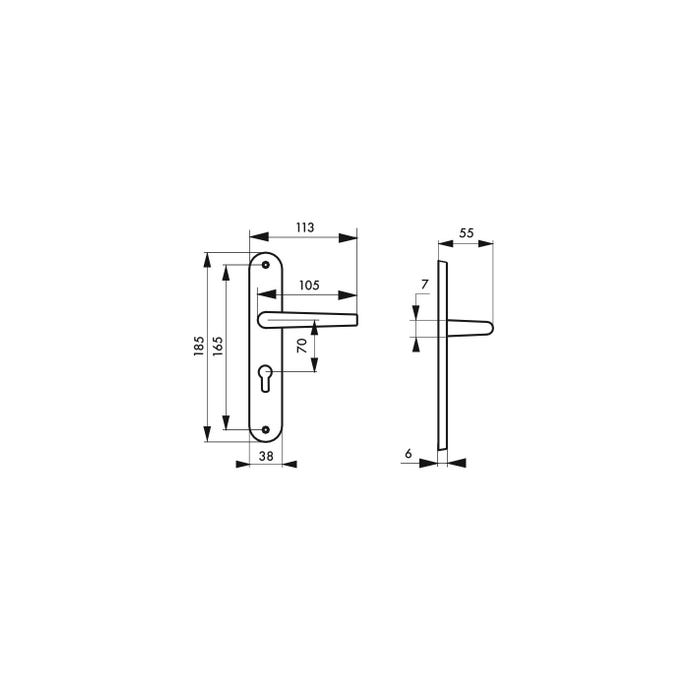 THIRARD - Ensemble de poignées pour porte d'entrée Leto trou de cylindre, carré 7mm, entr'axes 165mm, couleur F2 1