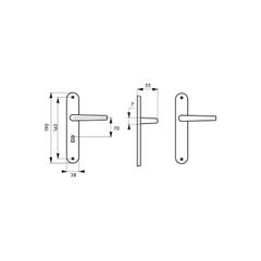 THIRARD - Ensemble de poignées pour porte de chambre Vesta trou de clé, carré 7mm, entr'axes 165mm, nickelé satiné 3
