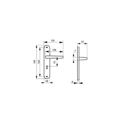 THIRARD - Ensemble de poignées pour porte de chambre Vesta trou de clé, carré 7mm, entr'axes 165mm, nickelé satiné 1