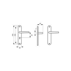 THIRARD - Ensemble de poignées pour porte de chambre Selene trou de clé, carré 7mm, entr'axes 195mm, nickelé satiné 2