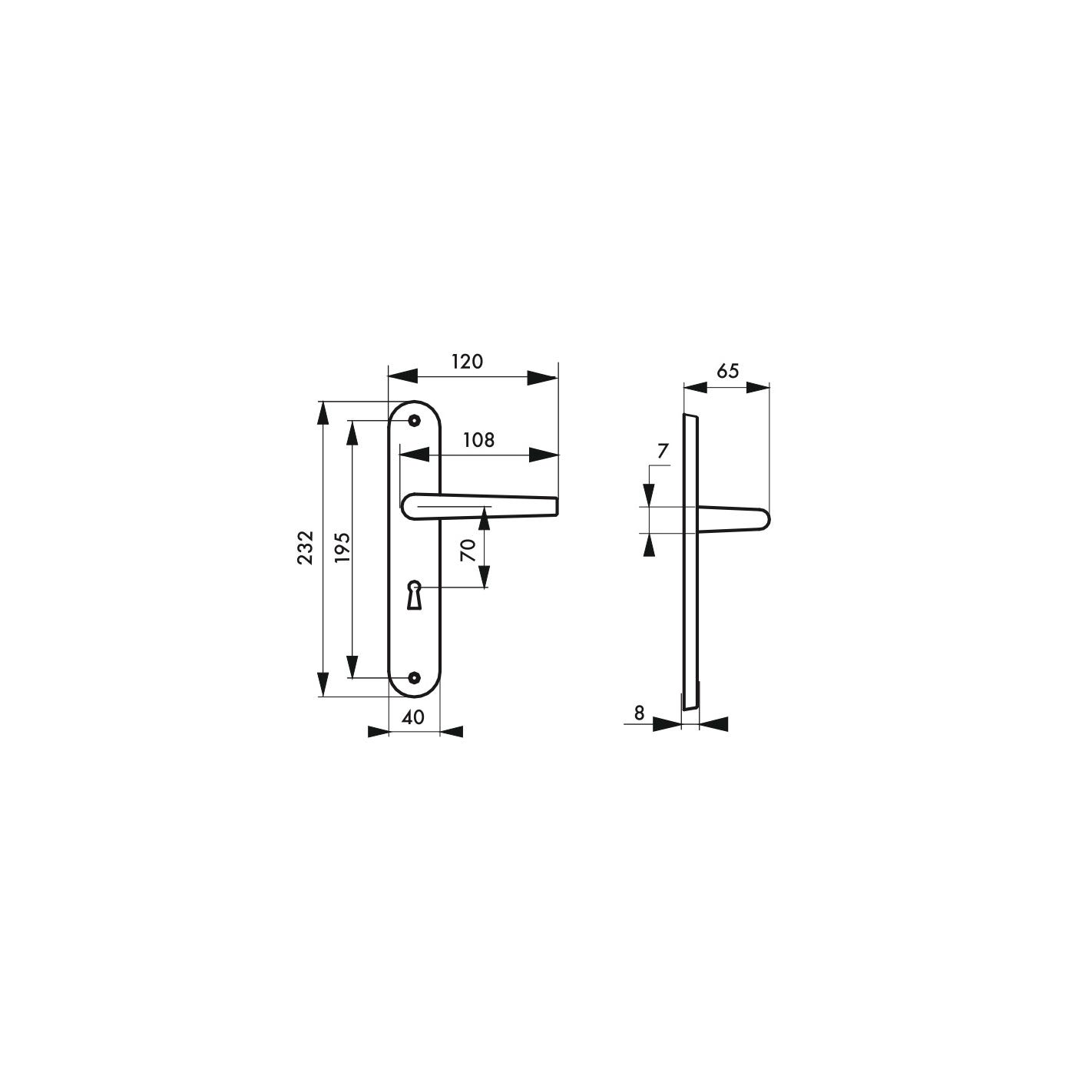 THIRARD - Ensemble de poignées pour porte de chambre Selene trou de clé, carré 7mm, entr'axes 195mm, nickelé satiné 1