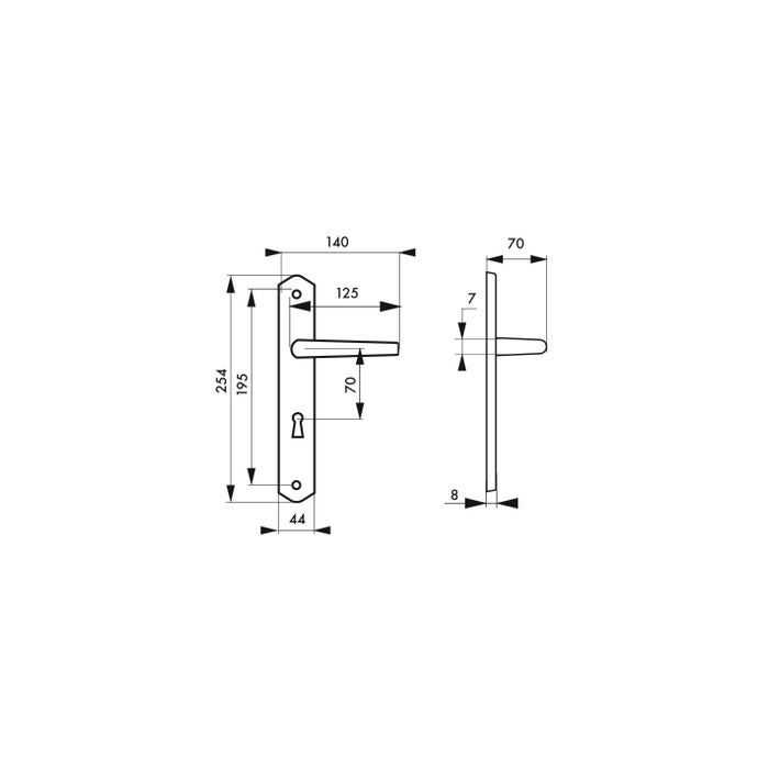 THIRARD - Ensemble de poignées pour porte de chambre Themis trou de clé, carré 7mm, entr'axes 195mm, bois blanc 1