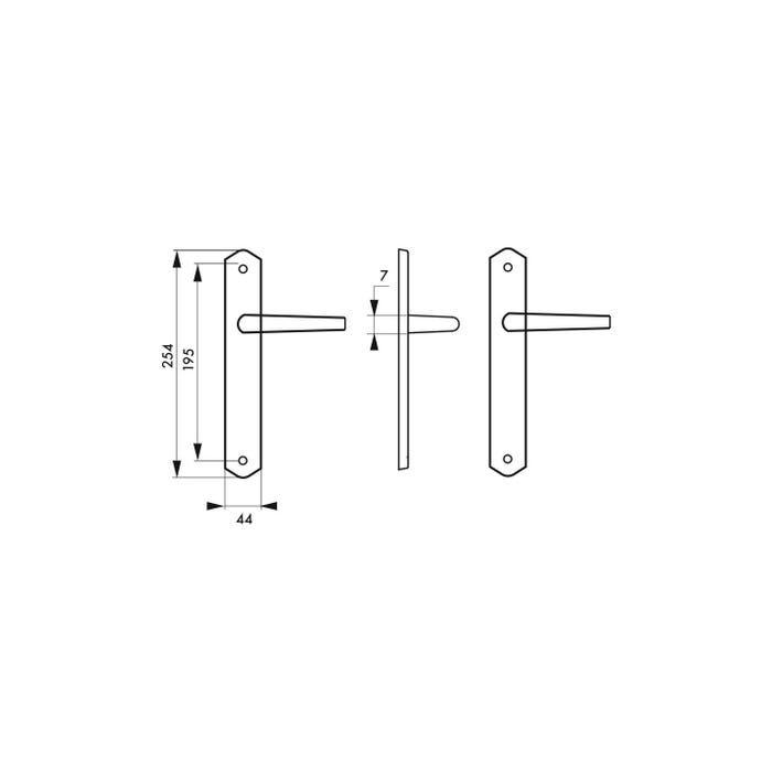 THIRARD - Ensemble de poignées pour porte intérieure Themis sans trou, carré 7mm, entr'axes 195mm, bois brut 2