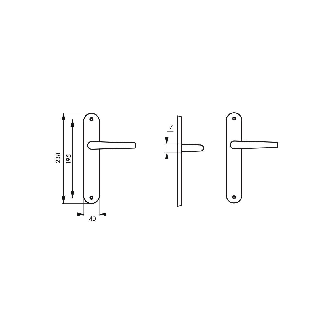 THIRARD - Ensemble de poignées pour porte intérieure Eris sans trou, carré 7mm, entr'axes 195mm, nickelé brossé 4