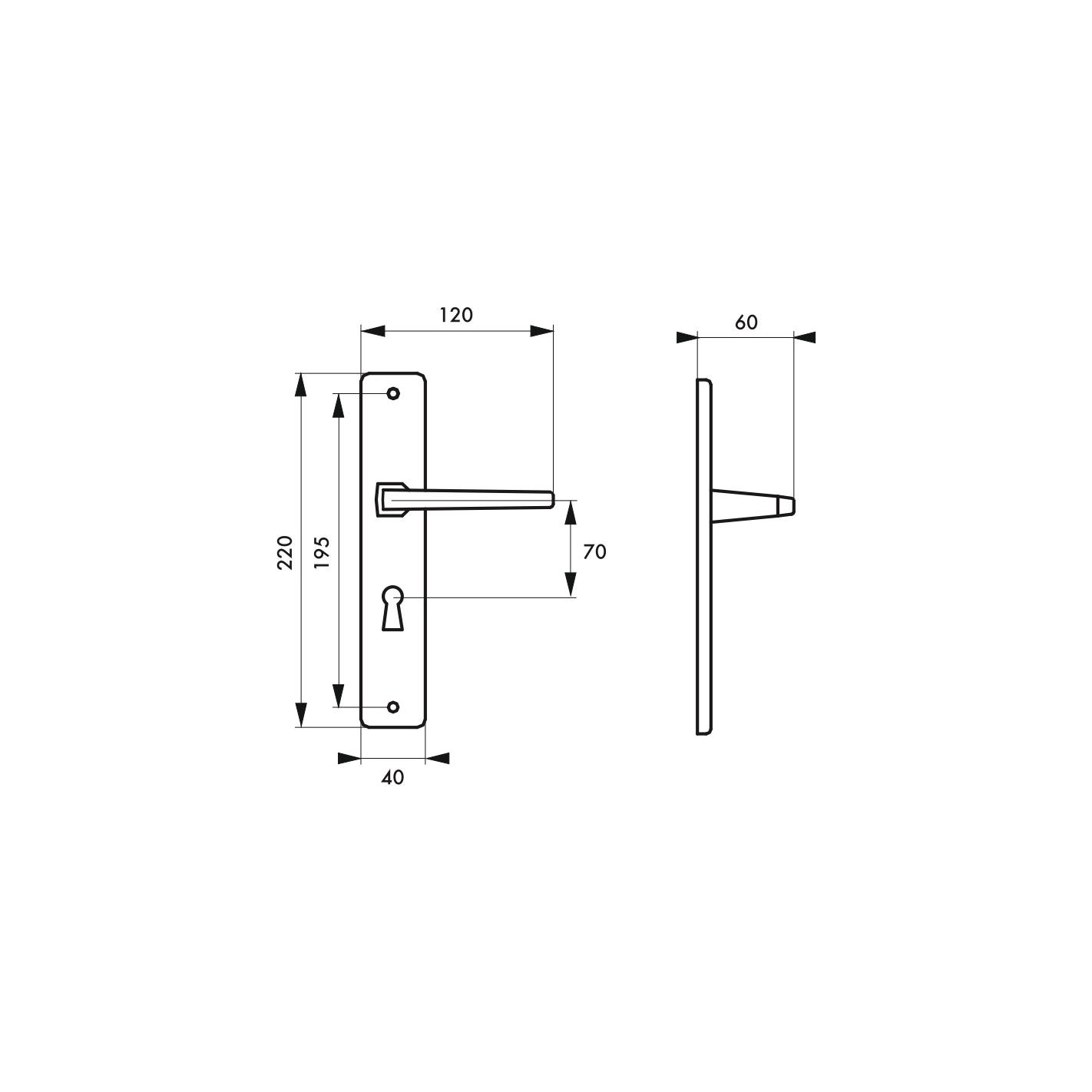 THIRARD - Ensemble de poignées pour porte intérieure Picardie trou de clé, carré 7mm, entr'axes 195mm, couleur F2 2