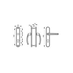 THIRARD - Ensemble de poignées pour porte d'entrée Sultane trou de cylindre, carré 7mm, entr'axes 165mm, blanc 3