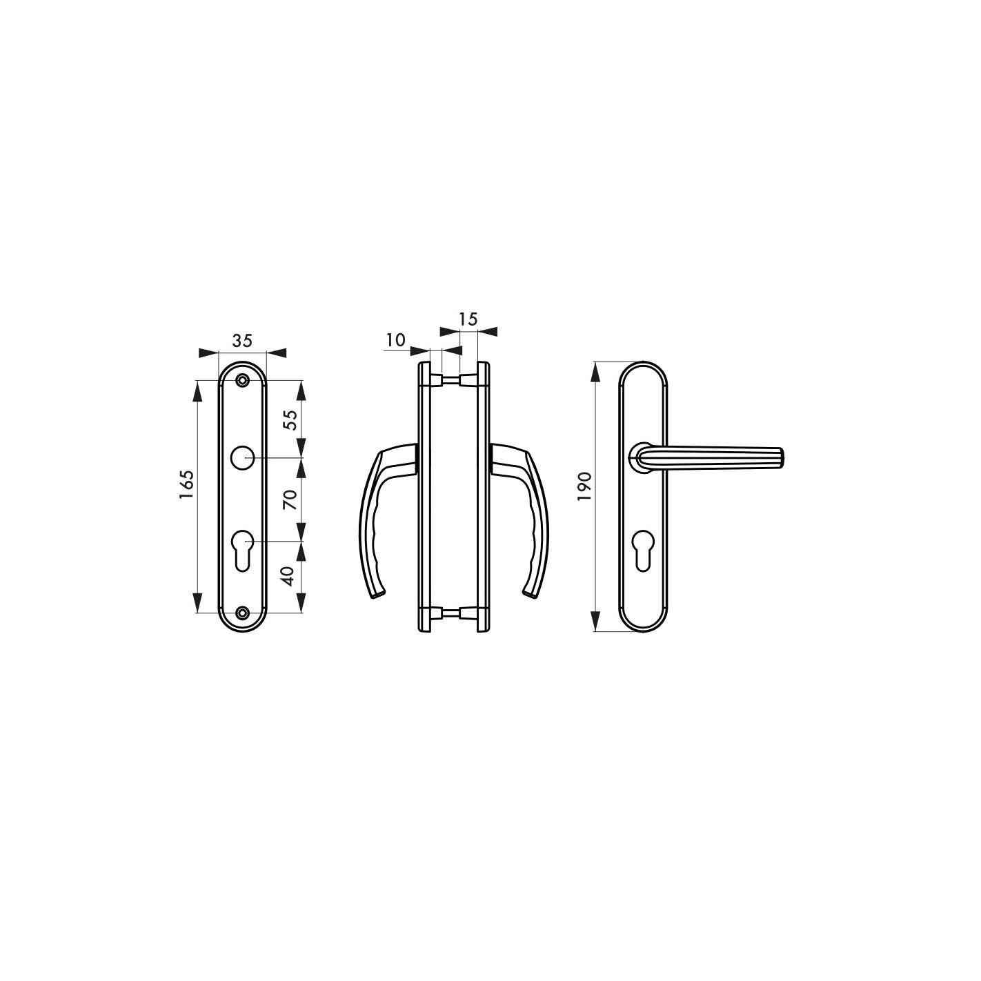 THIRARD - Ensemble de poignées pour porte d'entrée Sultane trou de cylindre, carré 7mm, entr'axes 165mm, blanc 4
