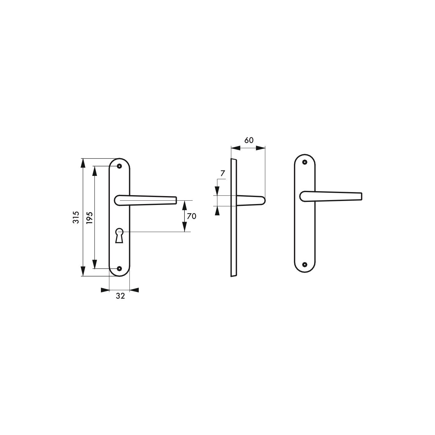 THIRARD - Ensemble de poignées pour porte intérieure Coq trou de clé, carré 7mm, entr'axes 195mm, laqué noir 2