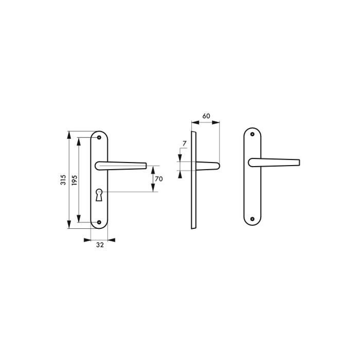THIRARD - Ensemble de poignées pour porte intérieure Coq trou de clé, carré 7mm, entr'axes 195mm, laqué noir 2
