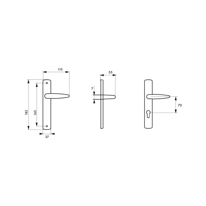 THIRARD - Ensemble de poignées pour porte intérieure Ares trou de cylindre, carré 7mm, entr'axes 165mm, chromé 3