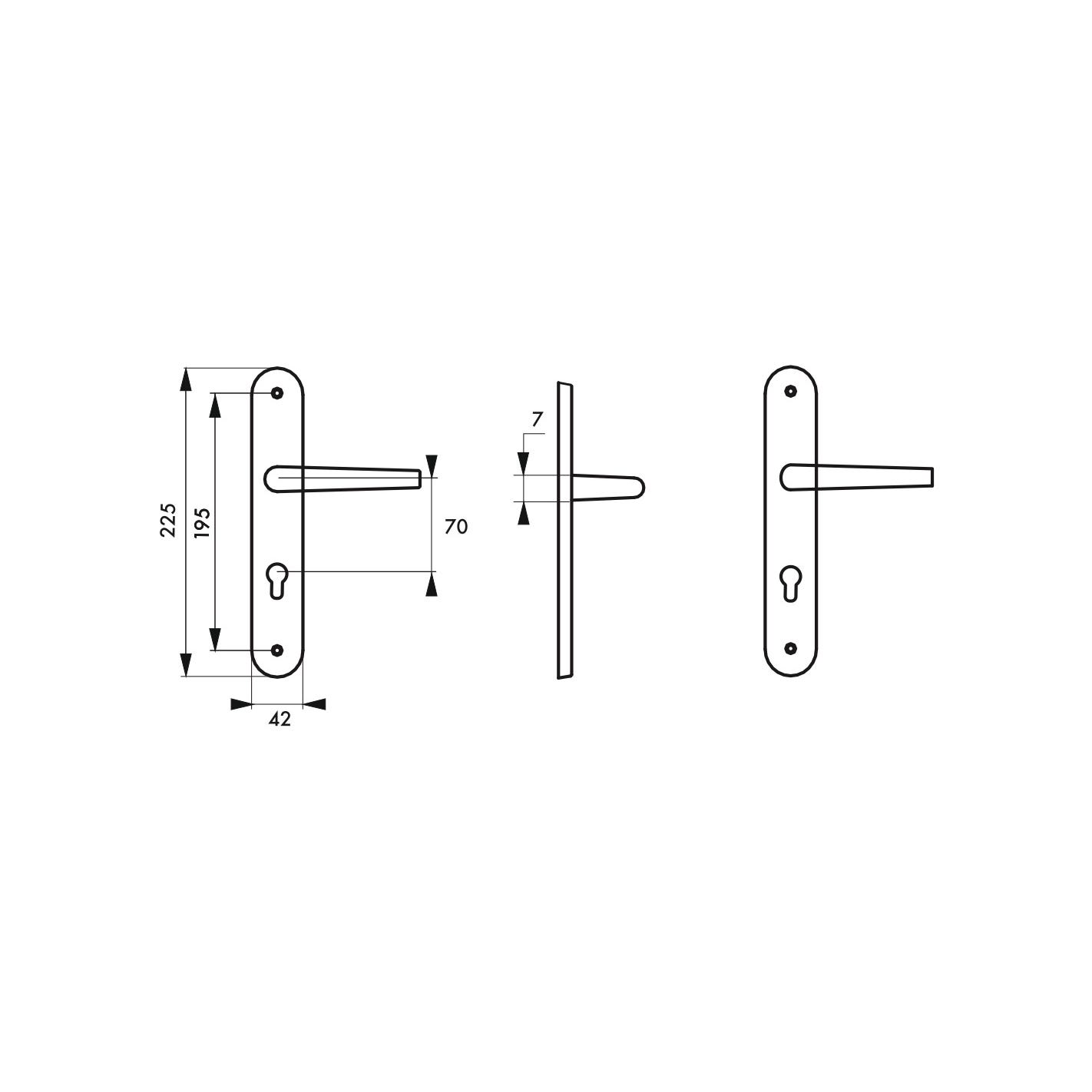 THIRARD - Ensemble de poignées pour porte d'entrée Ouranus trou de cylindre, carré 7mm, entr'axes 195mm, inox brossé 4