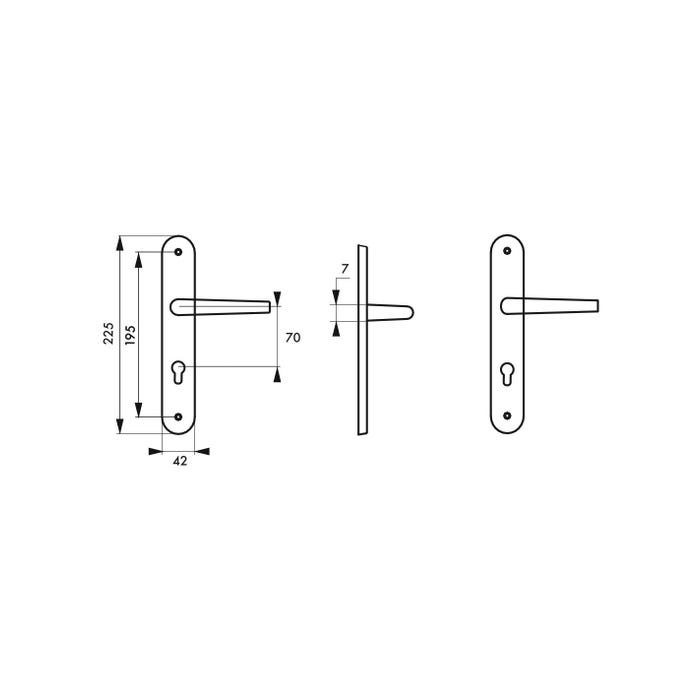 THIRARD - Ensemble de poignées pour porte d'entrée Ouranus trou de cylindre, carré 7mm, entr'axes 195mm, inox brossé 4
