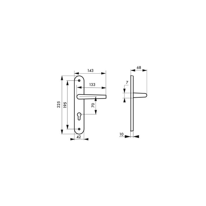THIRARD - Ensemble de poignées pour porte d'entrée Ouranus trou de cylindre, carré 7mm, entr'axes 195mm, inox brossé 1