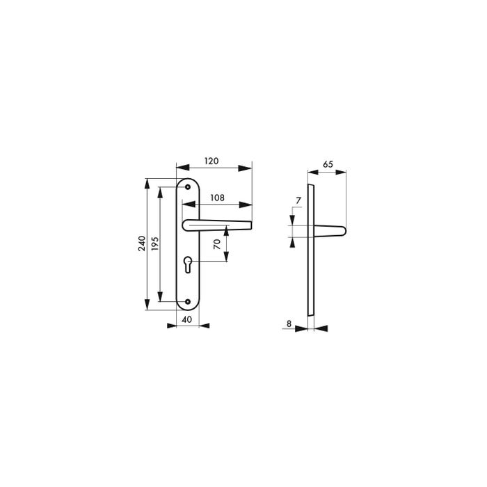 THIRARD - Ensemble de poignées pour porte d'entrée Vesta trou de cylindre, carré 7mm, entr'axes 195mm, nickelé satiné 1