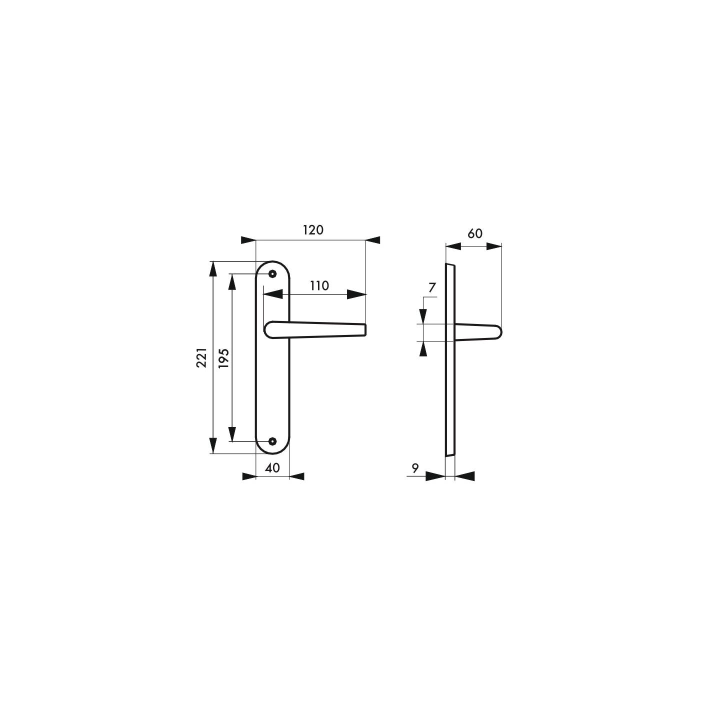 THIRARD - Ensemble de poignées pour porte intérieure Chantilly sans trou, carré 7mm, entr'axes 195mm, anodisé inox 1
