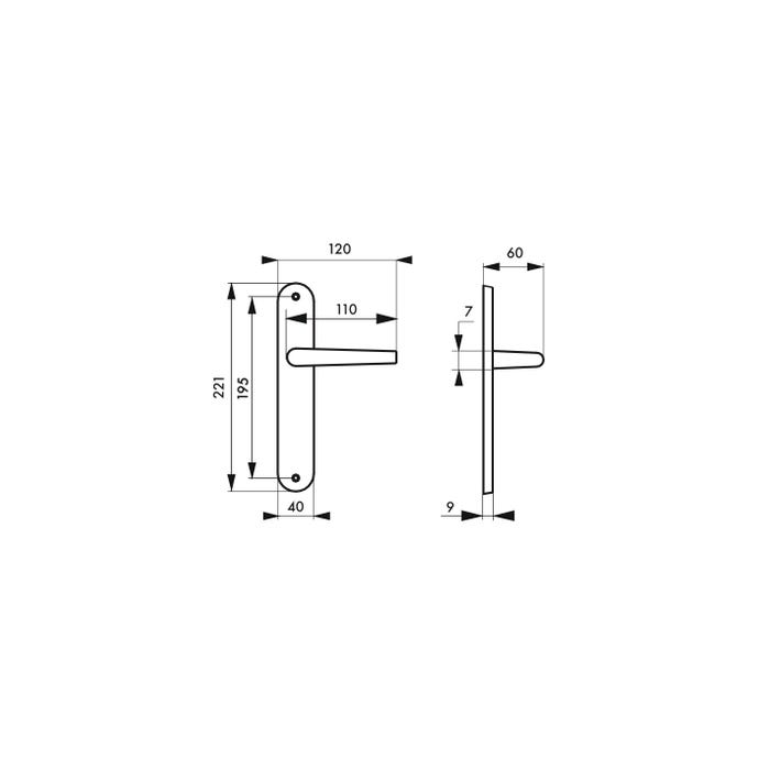 THIRARD - Ensemble de poignées pour porte intérieure Chantilly sans trou, carré 7mm, entr'axes 195mm, anodisé inox 1