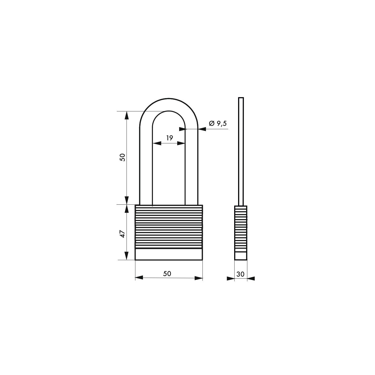 THIRARD - Cadenas à clé Fédéral Lock Protector, extérieur, acier, anse demi-haute, double verrouillage, 50mm, 2 clés 1