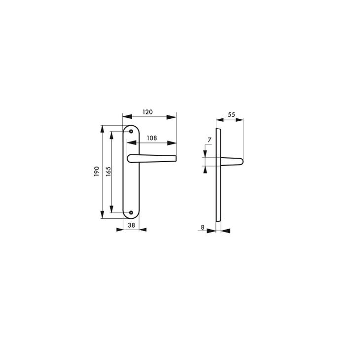 THIRARD - Ensemble de poignées pour porte intérieure Vesta sans trou, carré 7mm, entr'axes 165mm, nickelé satiné 1