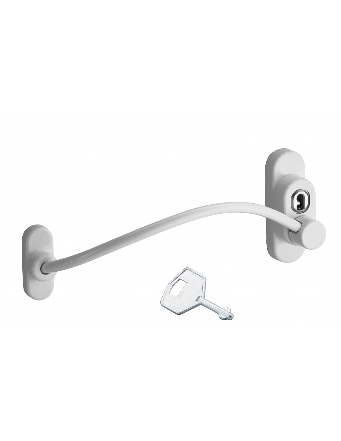 THIRARD - Entrebailleur à clé pour fenêtre, câble acier, 180mm, laqué blanc, 1 clé